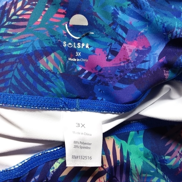 Solspry Inspire Women's Plus Size Tropical Print Performance 3/4 Length Leggings - Picture 8 of 8